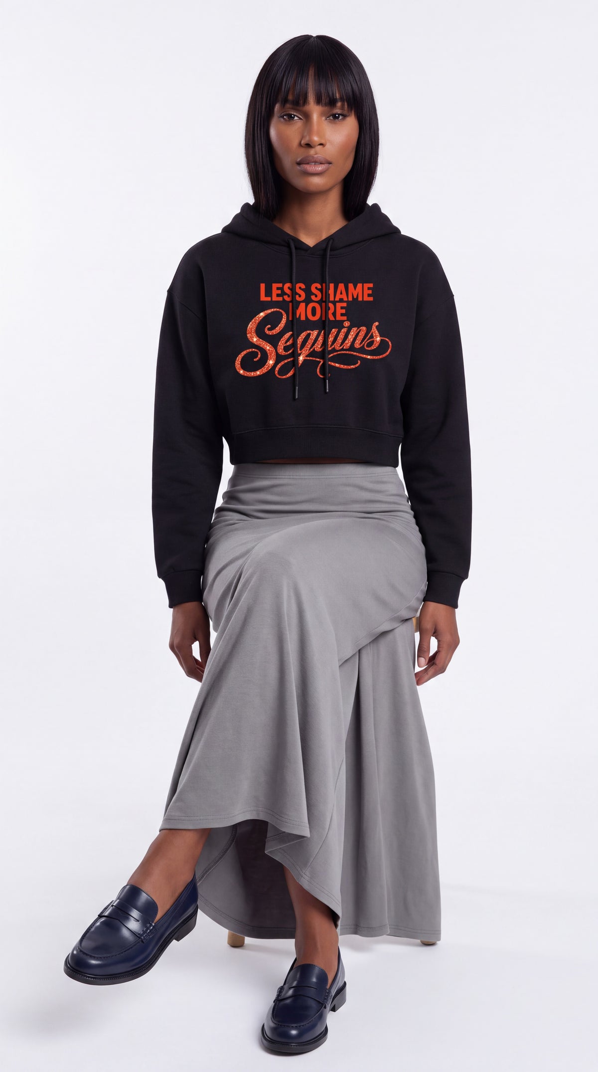 Women's Cropped Hoodie | LESS SHAME MORE SEQUINS