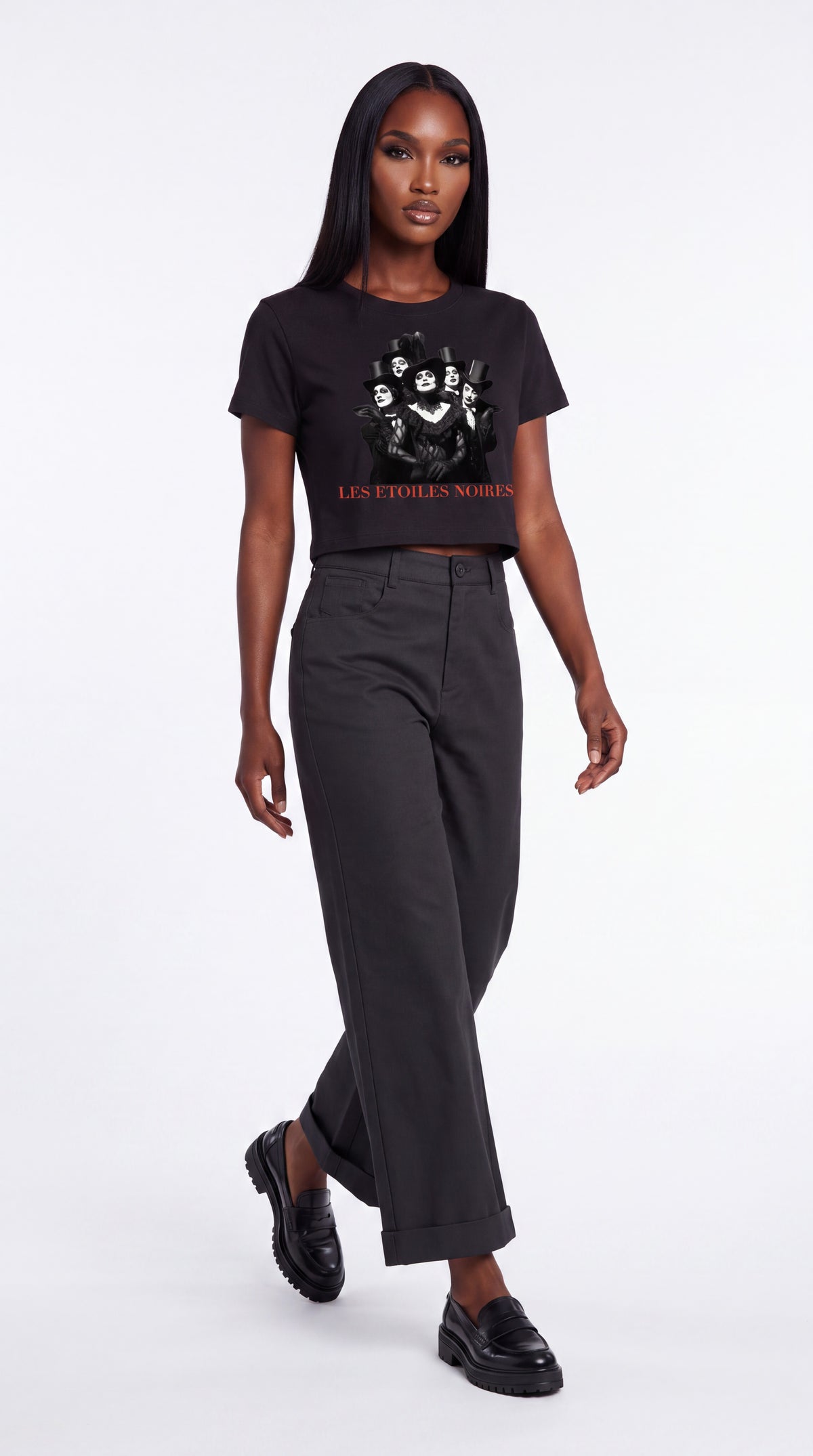Tencel Wide-Leg Cuff Trousers Black