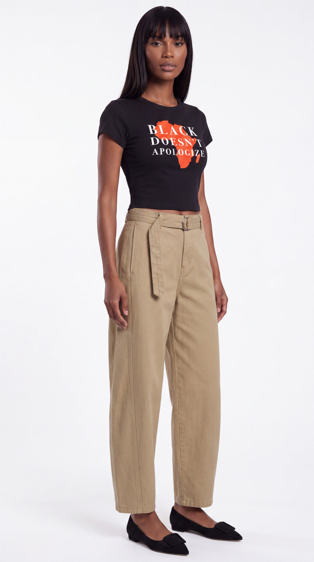 Women's Cropped Crewneck Tee | BLACK DOESN'T APOLOGIZE