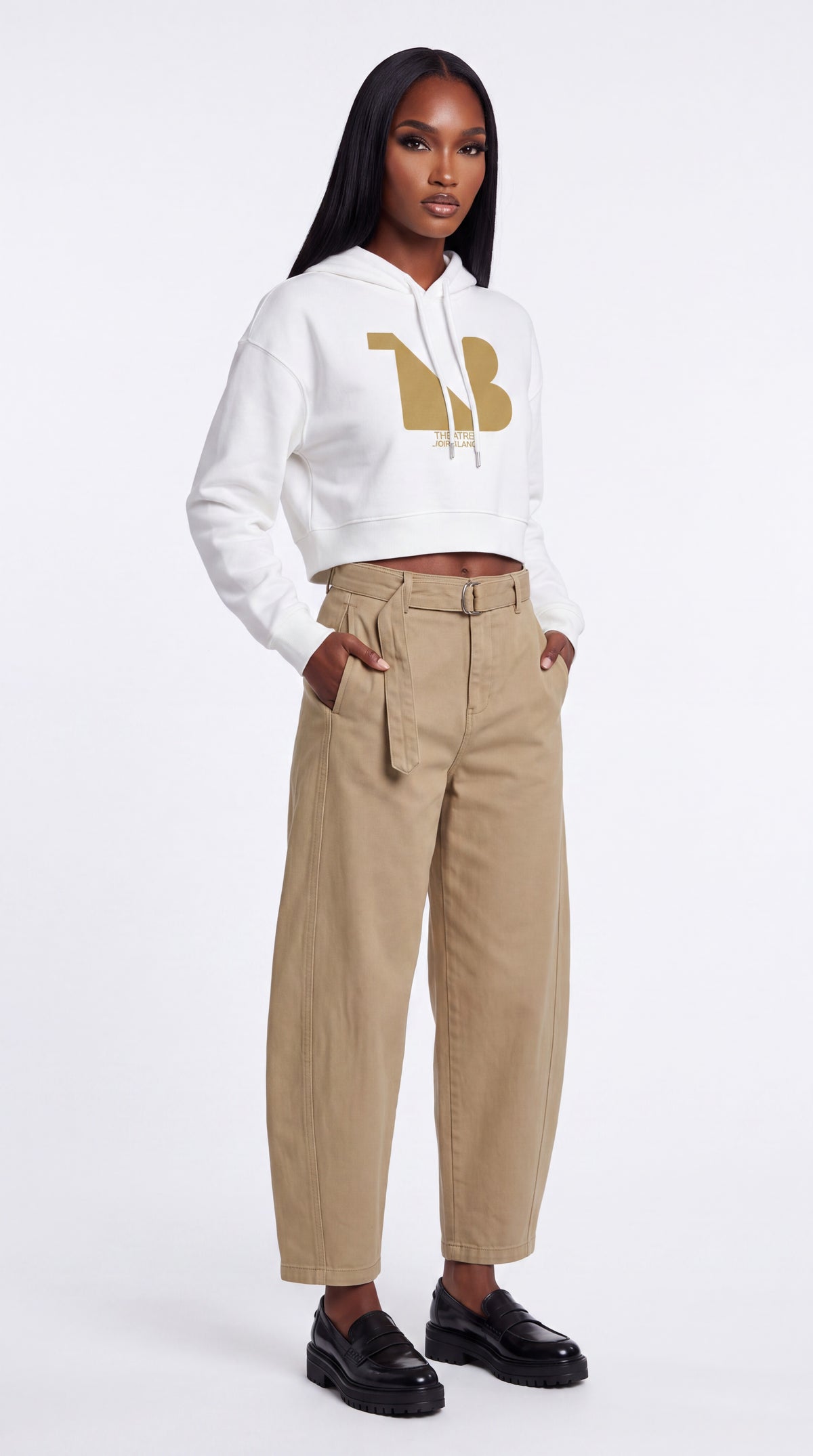 Women's Cropped Hoodie Gold Logo