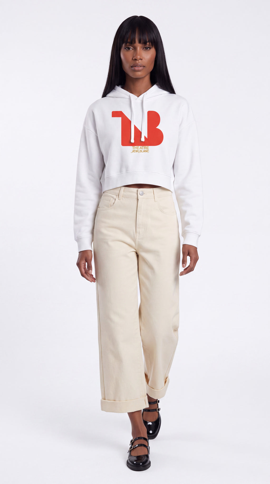 Women's Cropped Hoodie Red Logo