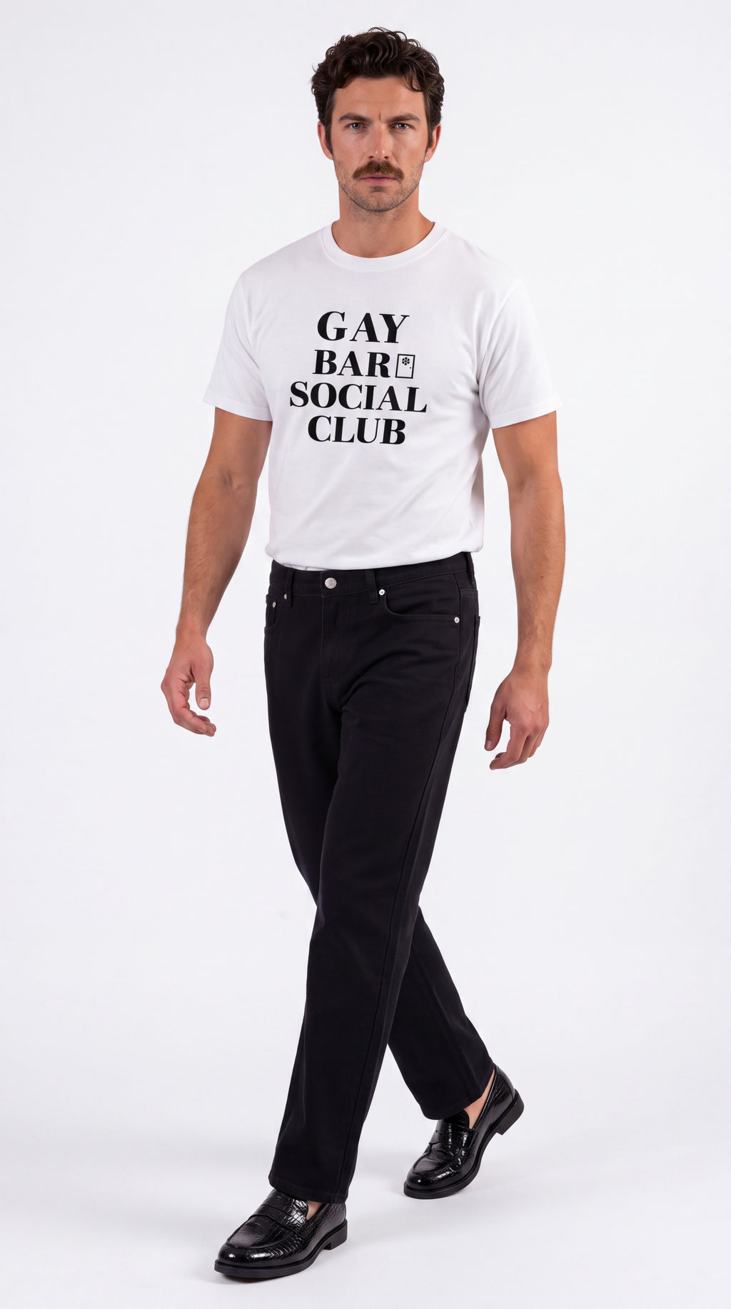 Unisex Seamless 100% Cotton Tee | GAY BAR SOCIAL CLUB Black Logo