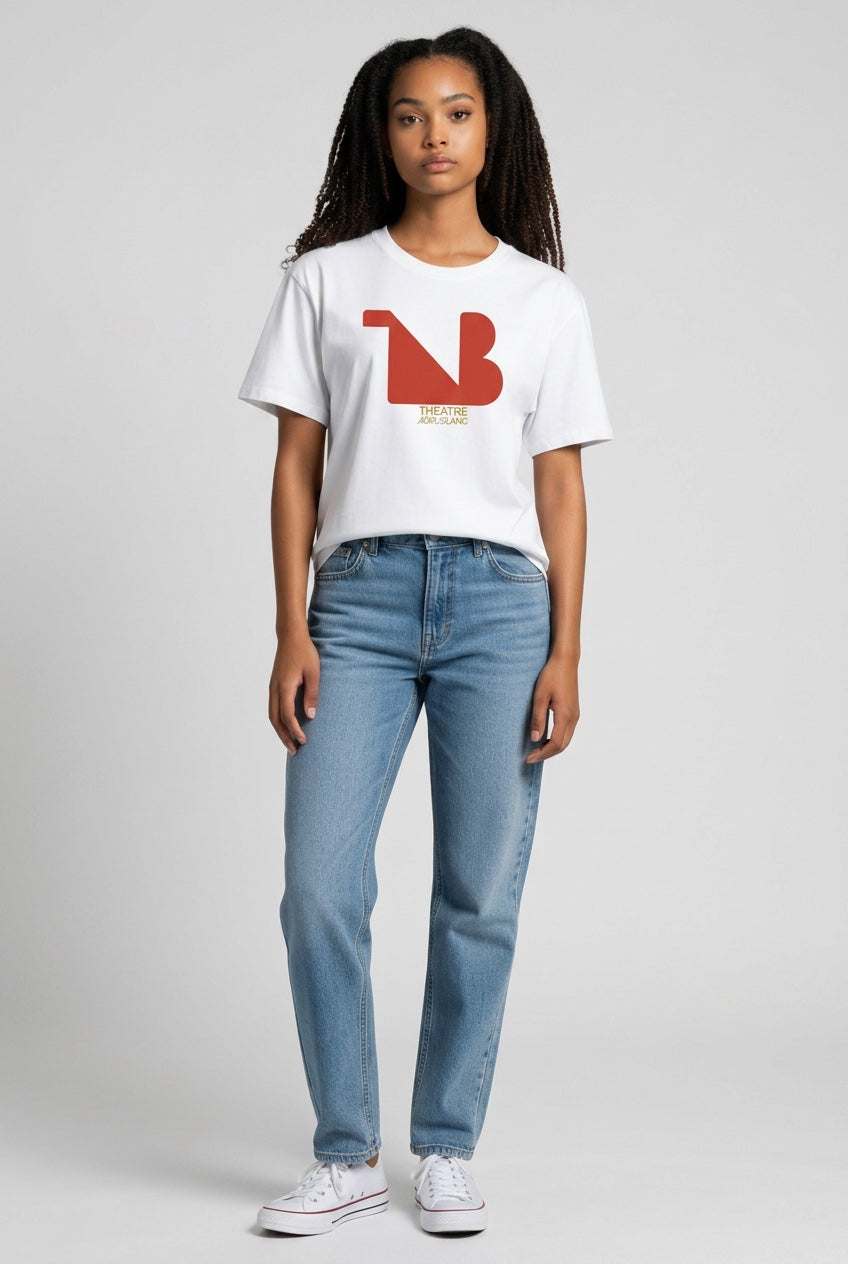 Damen Rundhals T-Shirt | THEATRE NOIR BLANC | Rotes Logo