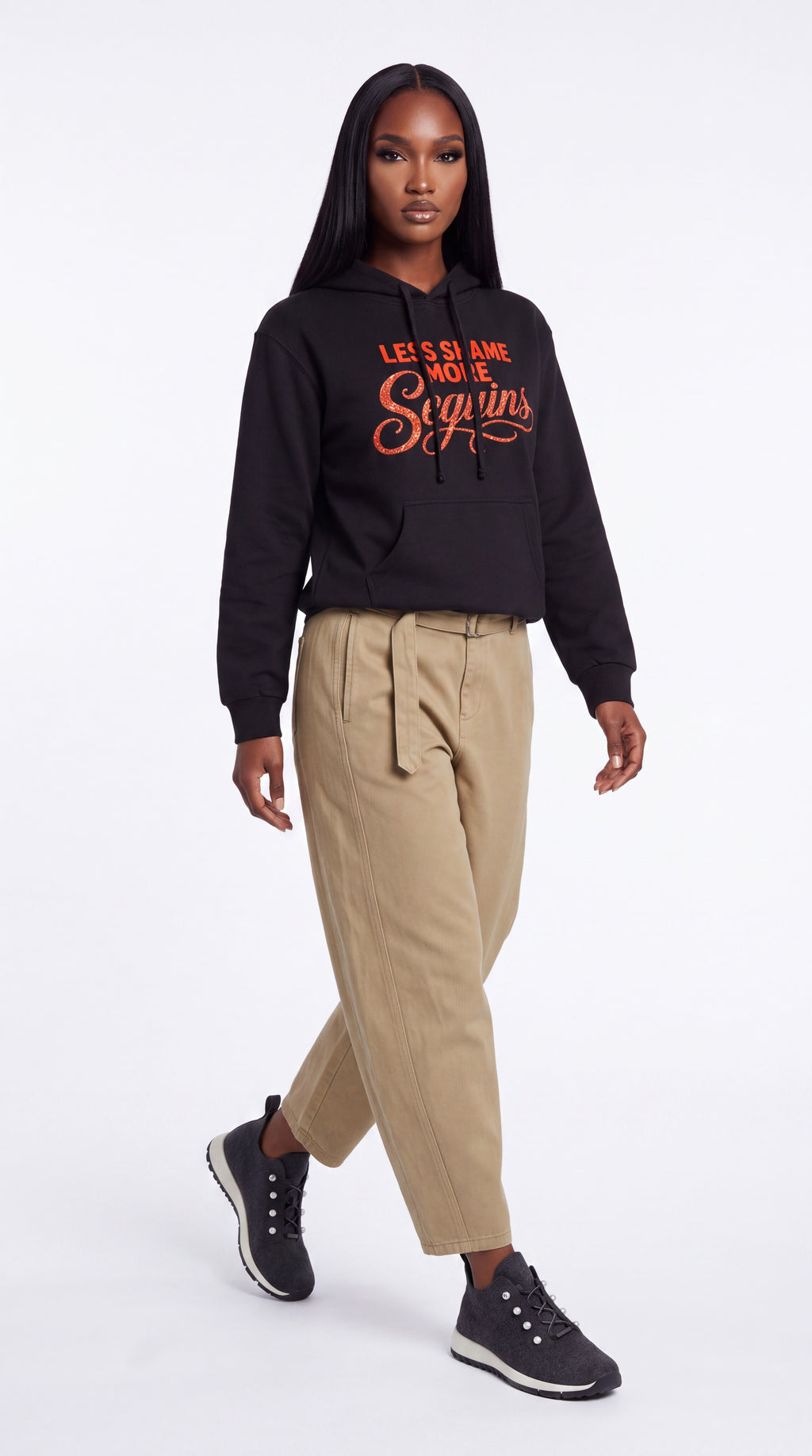 Unisex Heavyweight 100% Cotton Hoodie | LESS SHAME MORE SEQUINS