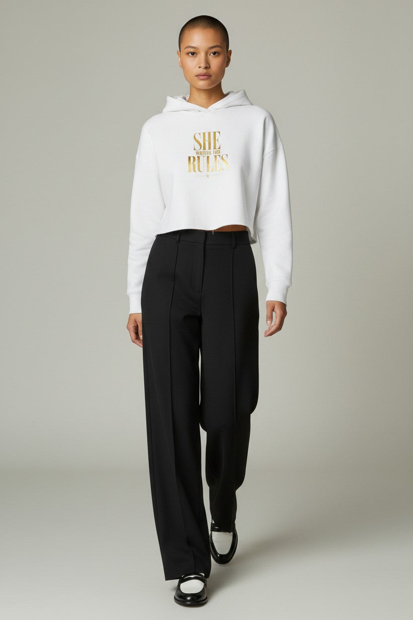 Women's Cropped Hoodie — SHE WRITES THE RULES | Conversation Collection