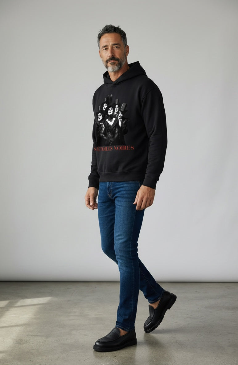 Cropped Unisex Hoodie — LES ÉTOILES NOIRES | Noir Aesthetic Streetwear