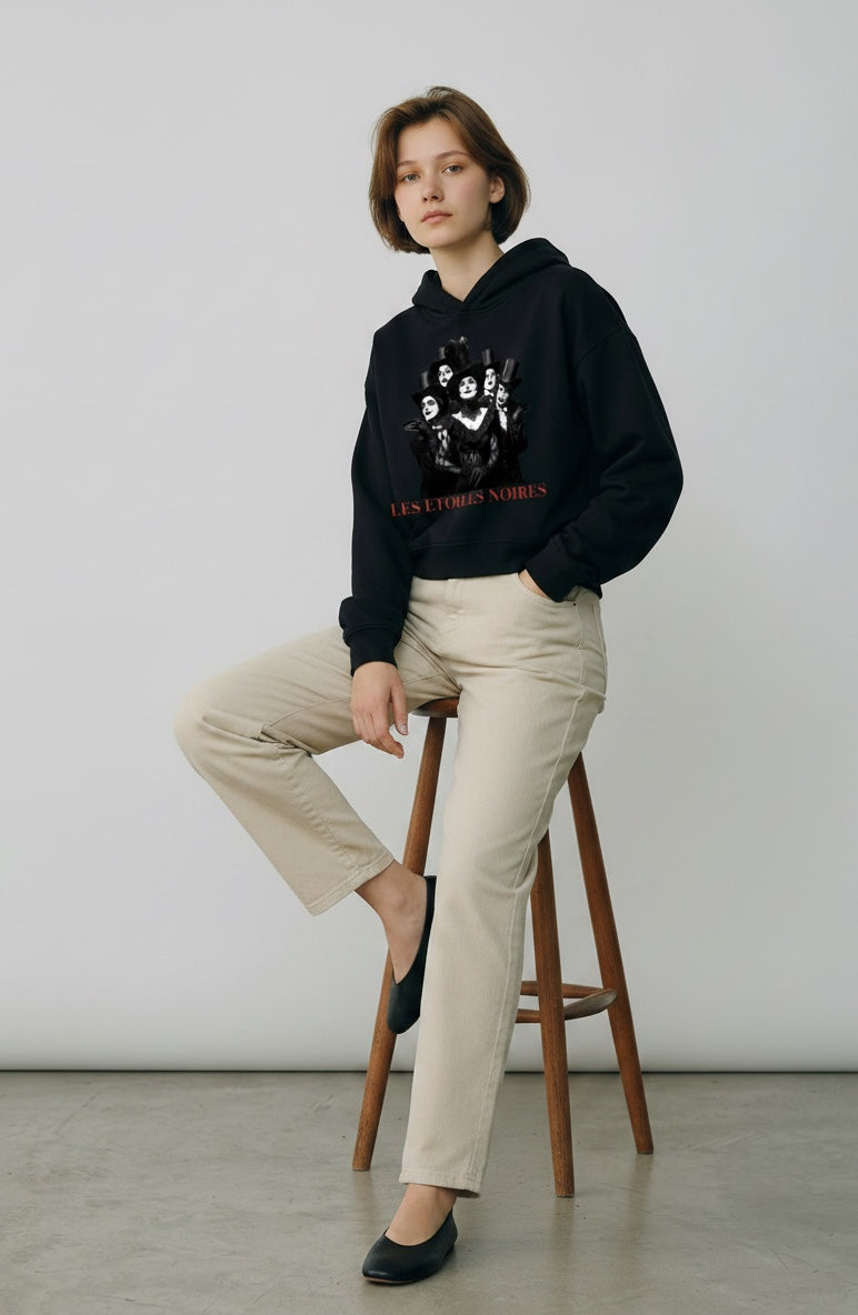Cropped Unisex Hoodie — LES ÉTOILES NOIRES | Noir Aesthetic Streetwear