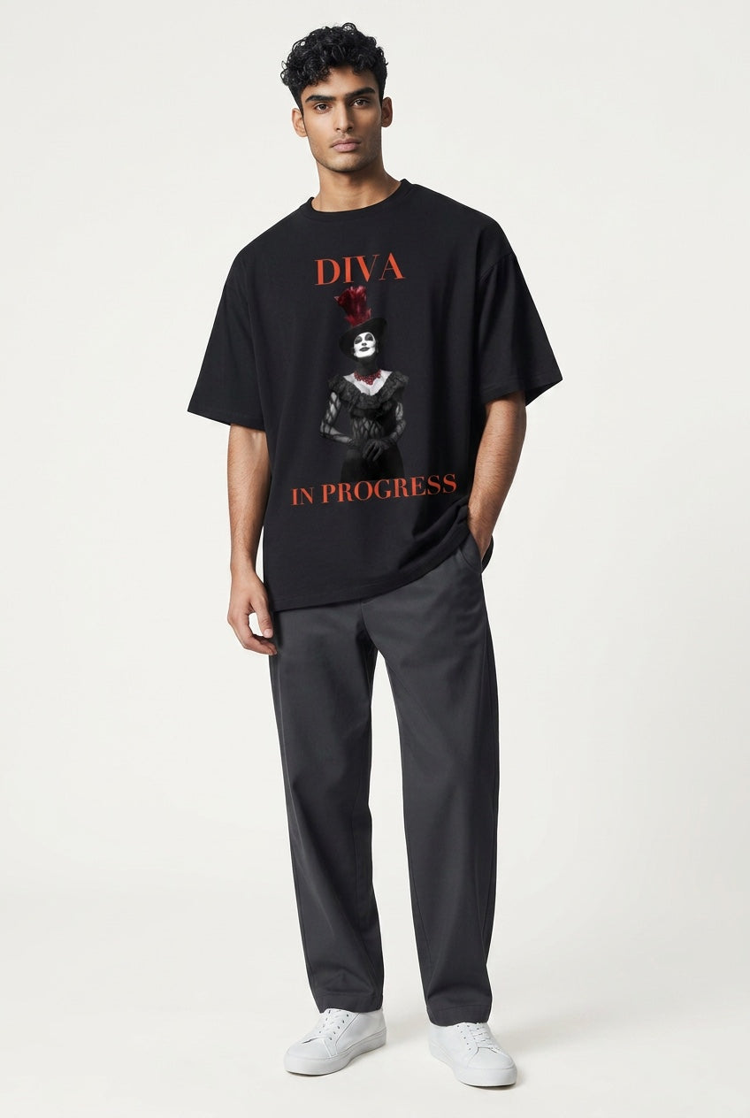 Earth Tone Heavyweight Tee — DIVA IN PROGRESS | Noir Aesthetic Streetwear