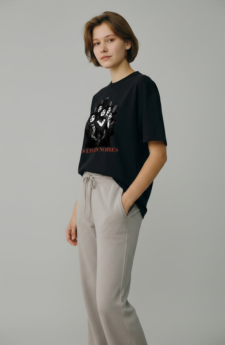 Oversized Grafik-T-Shirt — LES ÉTOILES NOIRES | Noir Streetwear