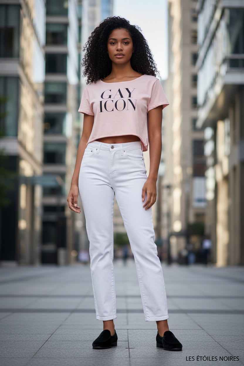 Off-Shoulder Rolled Hem Cotton T-Shirt |GAY ICON| GAY ICON COLLECTION
