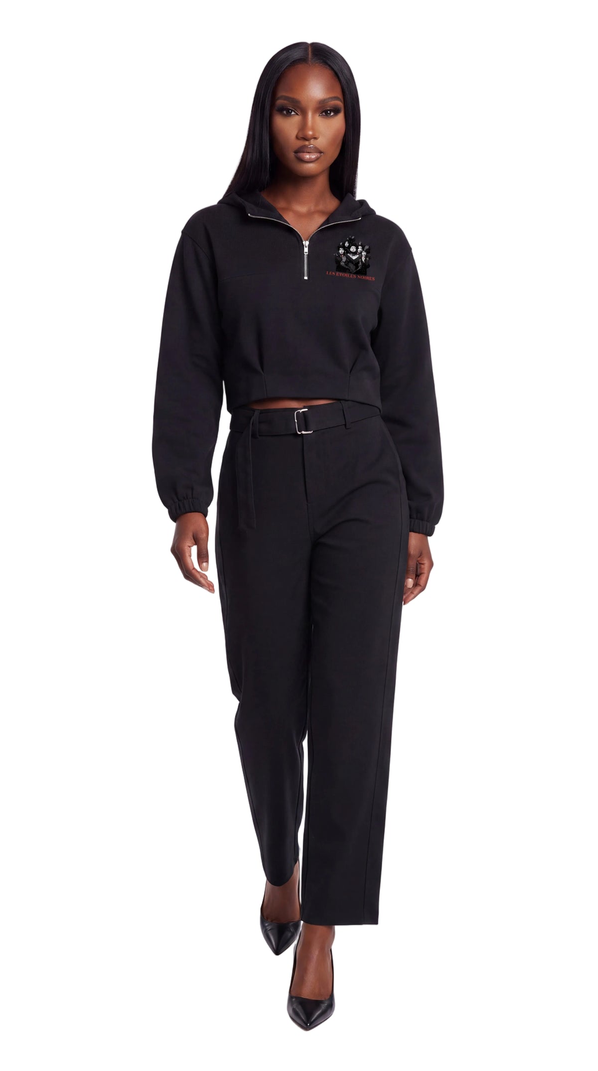 Women's Quarter-Zip Boxy Hoodie | LES ÉTOILES NOIRES