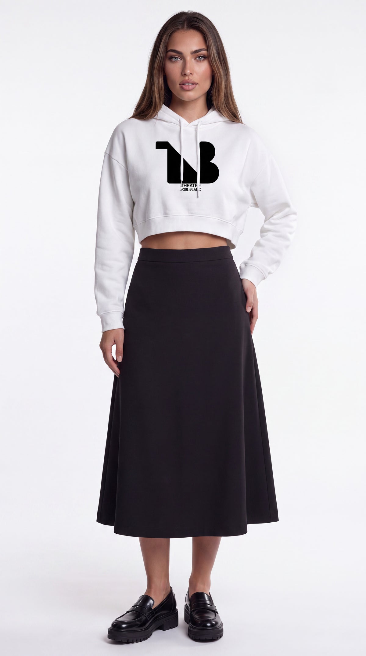 Women's Cropped Hoodie Black Logo