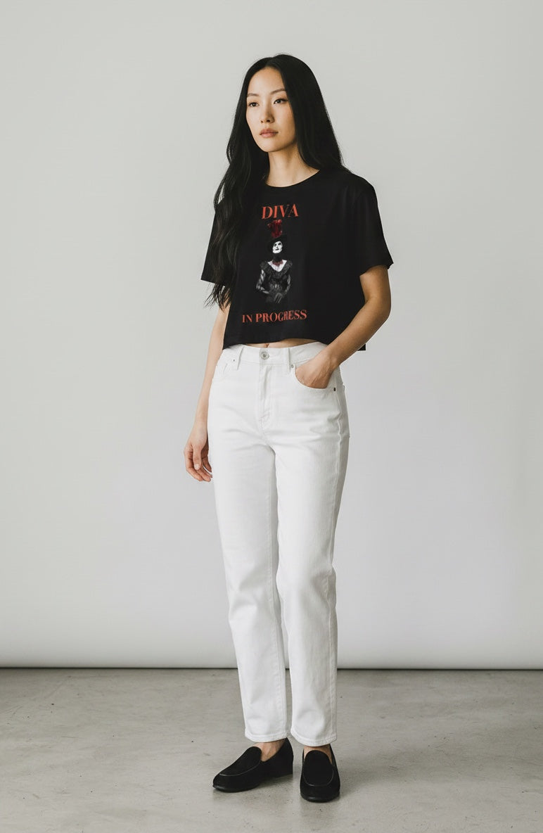 Fitted Crop Graphic Tee — DIVA IN PROGRESS | Noir Aesthetic