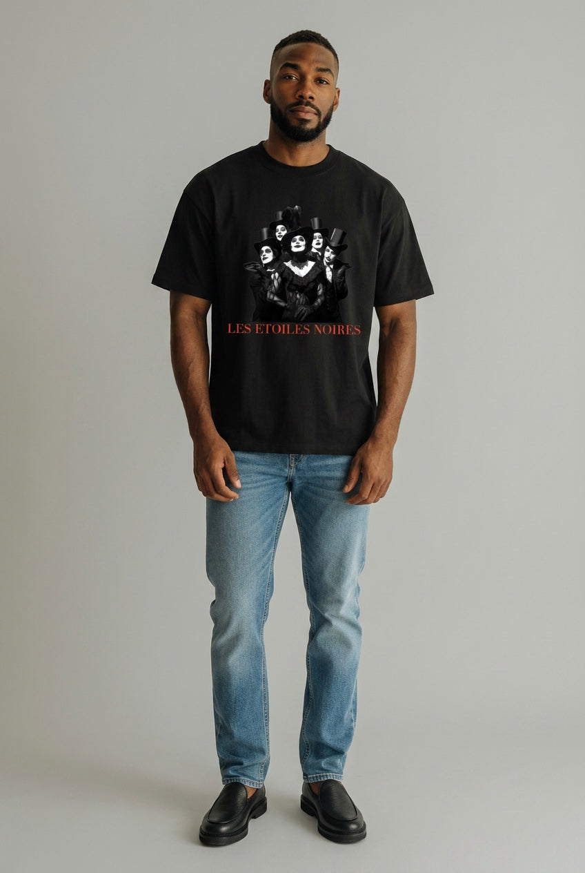 Oversized Grafik-T-Shirt — LES ÉTOILES NOIRES | Noir Streetwear