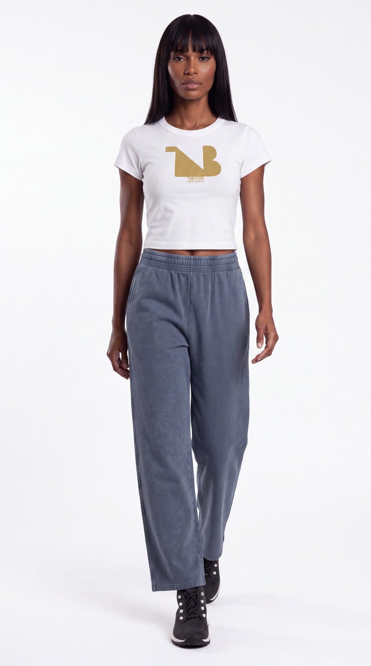 Women's Cropped Crewneck Tee Gold Logo