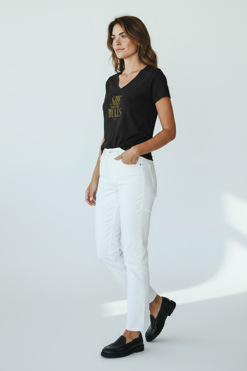 Women's V-Neck Tee Shirt | SHE WRITES THE RULES | CONVERSATION COLLECTION