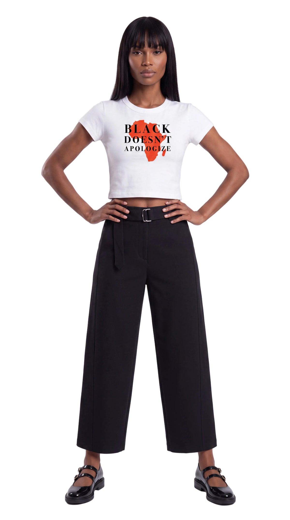 Women's Cropped Crewneck Tee | BLACK DOESN'T APOLOGIZE
