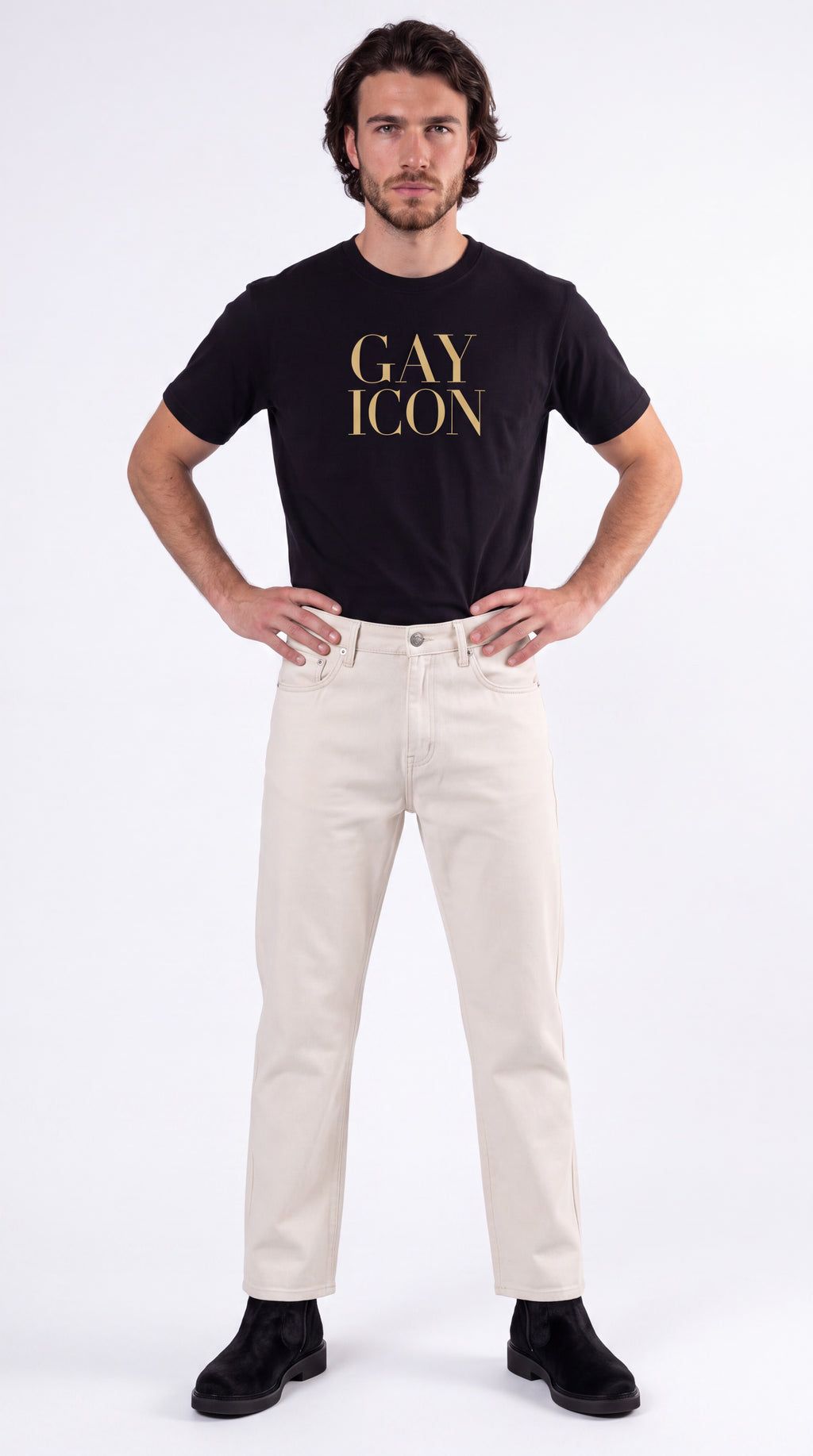 Unisex Seamless 100% Cotton Tee Gold Logo