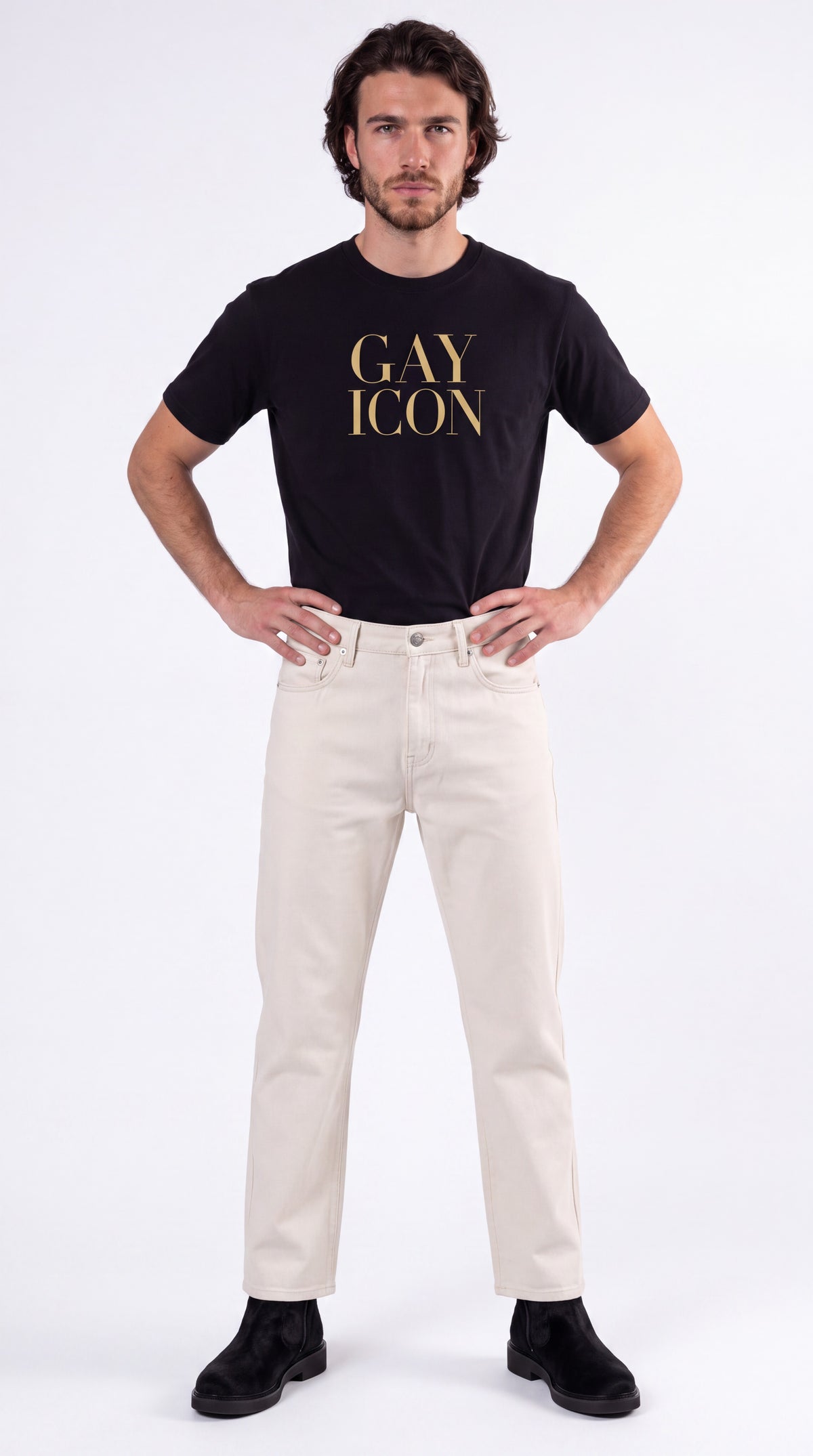 Unisex Seamless 100% Cotton Tee Gold Logo