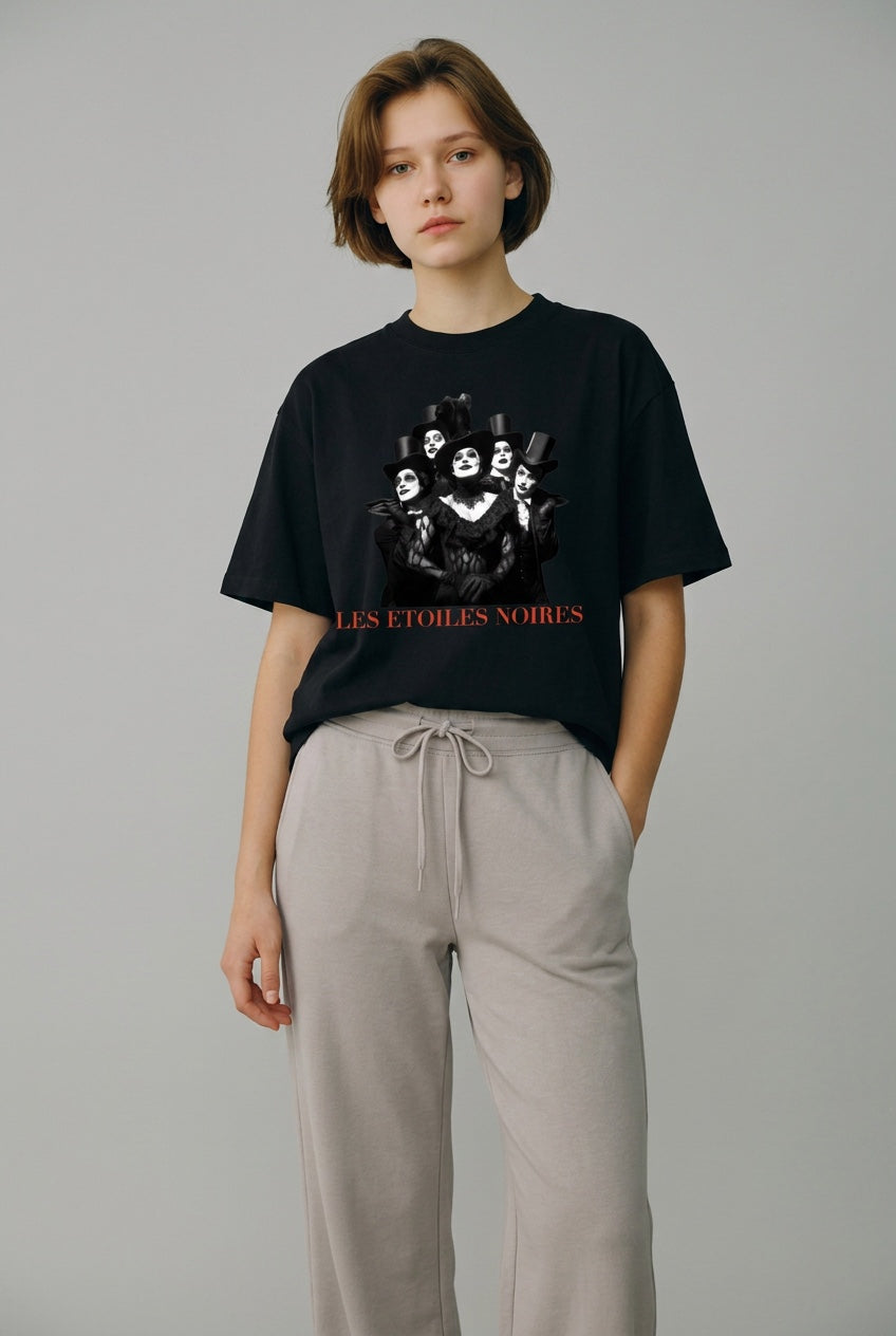 Oversized Grafik-T-Shirt — LES ÉTOILES NOIRES | Noir Streetwear