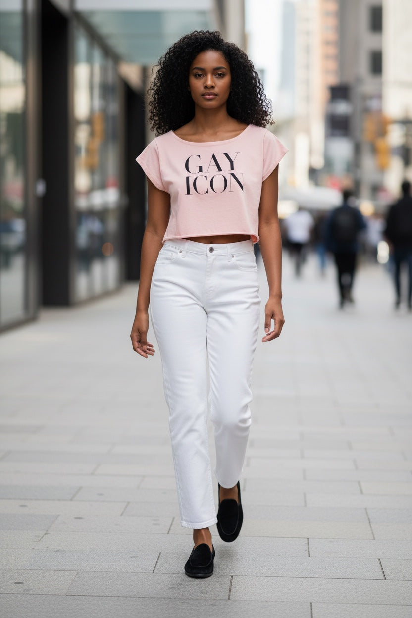 Off-Shoulder Rolled Hem Cotton T-Shirt |GAY ICON| GAY ICON COLLECTION
