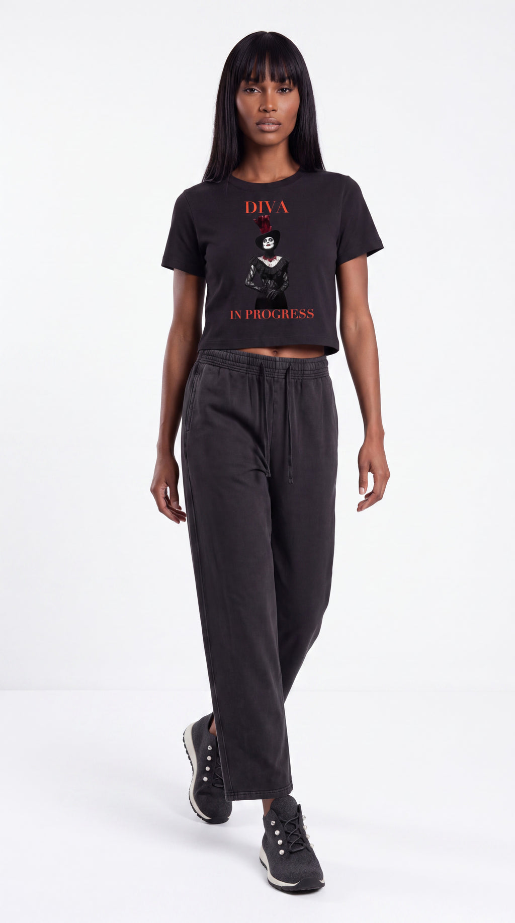 Women's Fitted Crop Graphic Tee | DIVA IN PROGRESS