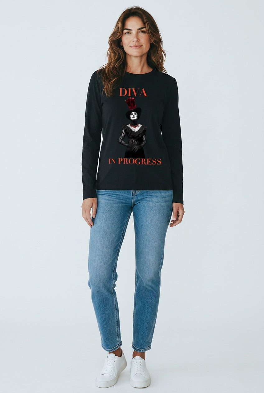 Heavyweight Long Sleeve Tee — DIVA IN PROGRESS | Noir Aesthetic