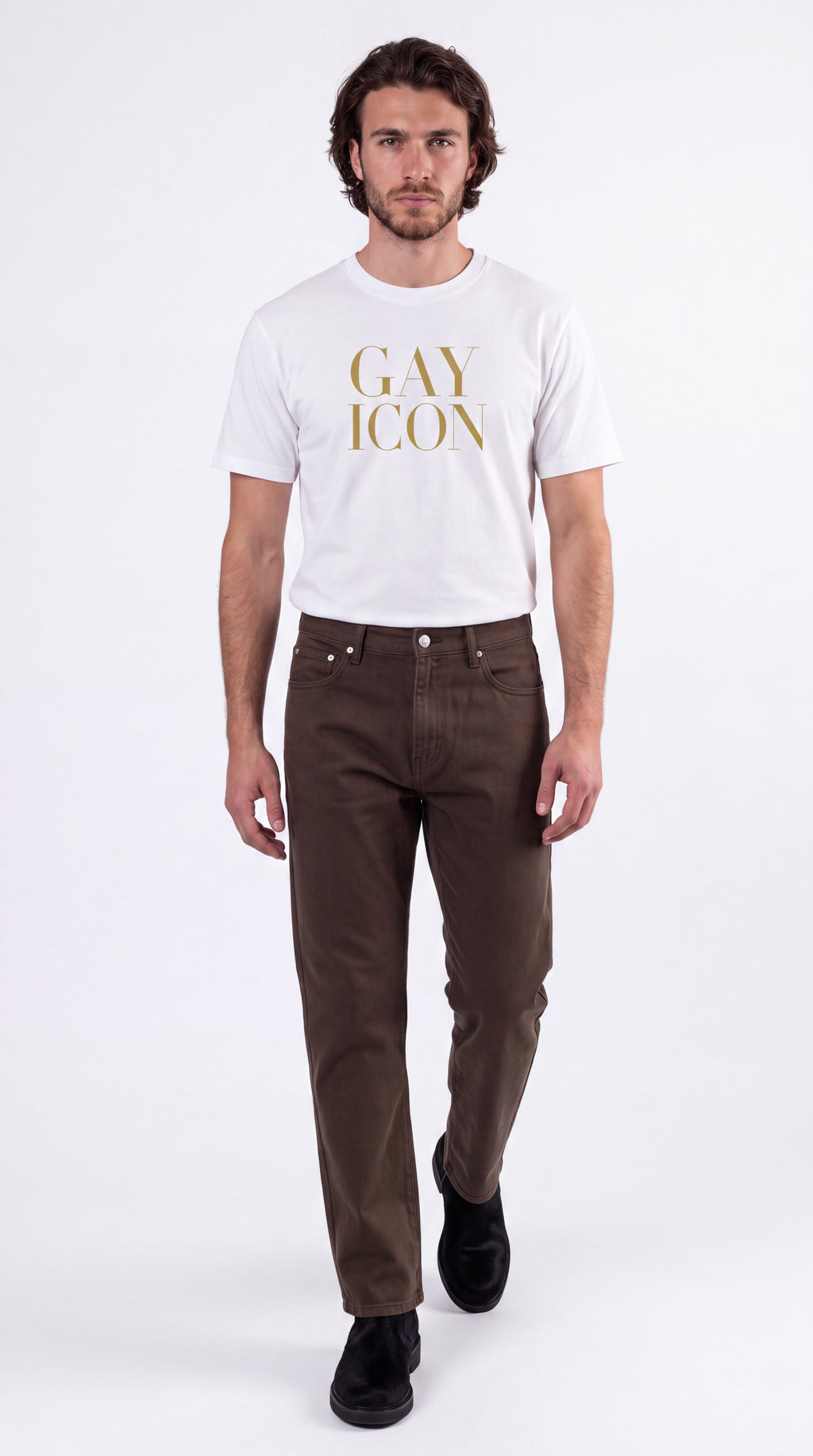 Unisex Seamless 100% Cotton Tee Gold Logo