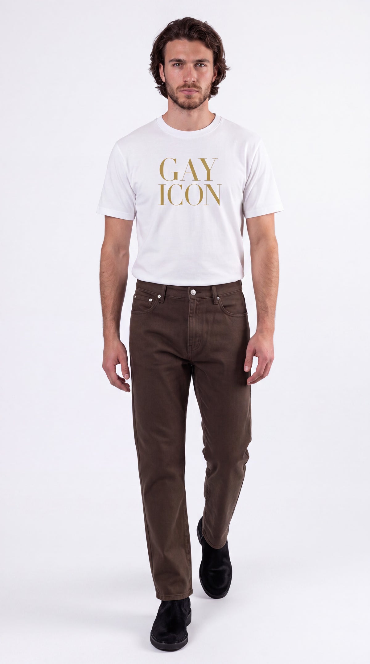 Unisex Seamless 100% Cotton Tee Gold Logo