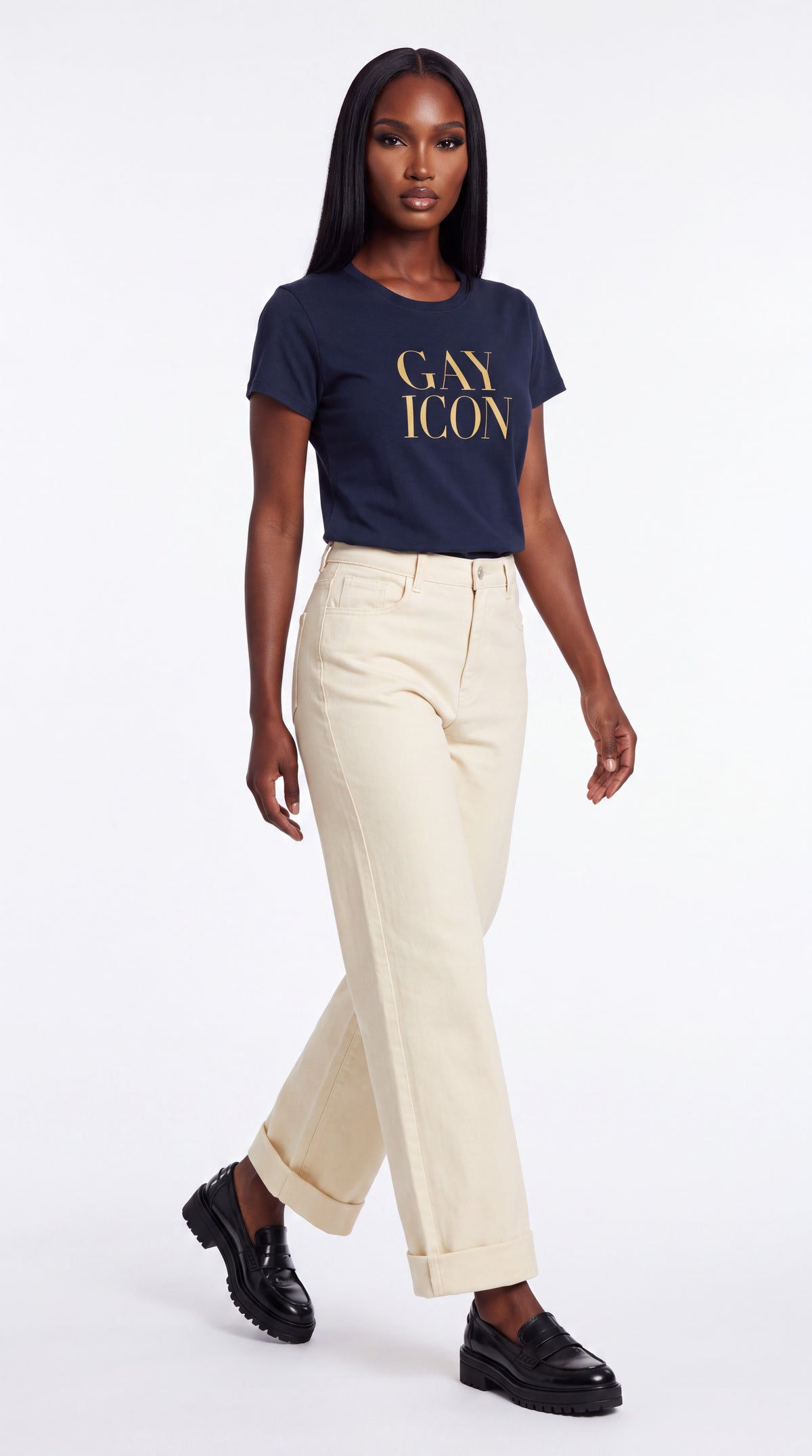 Women's Slim Fit Crewneck Tee Gold Logo