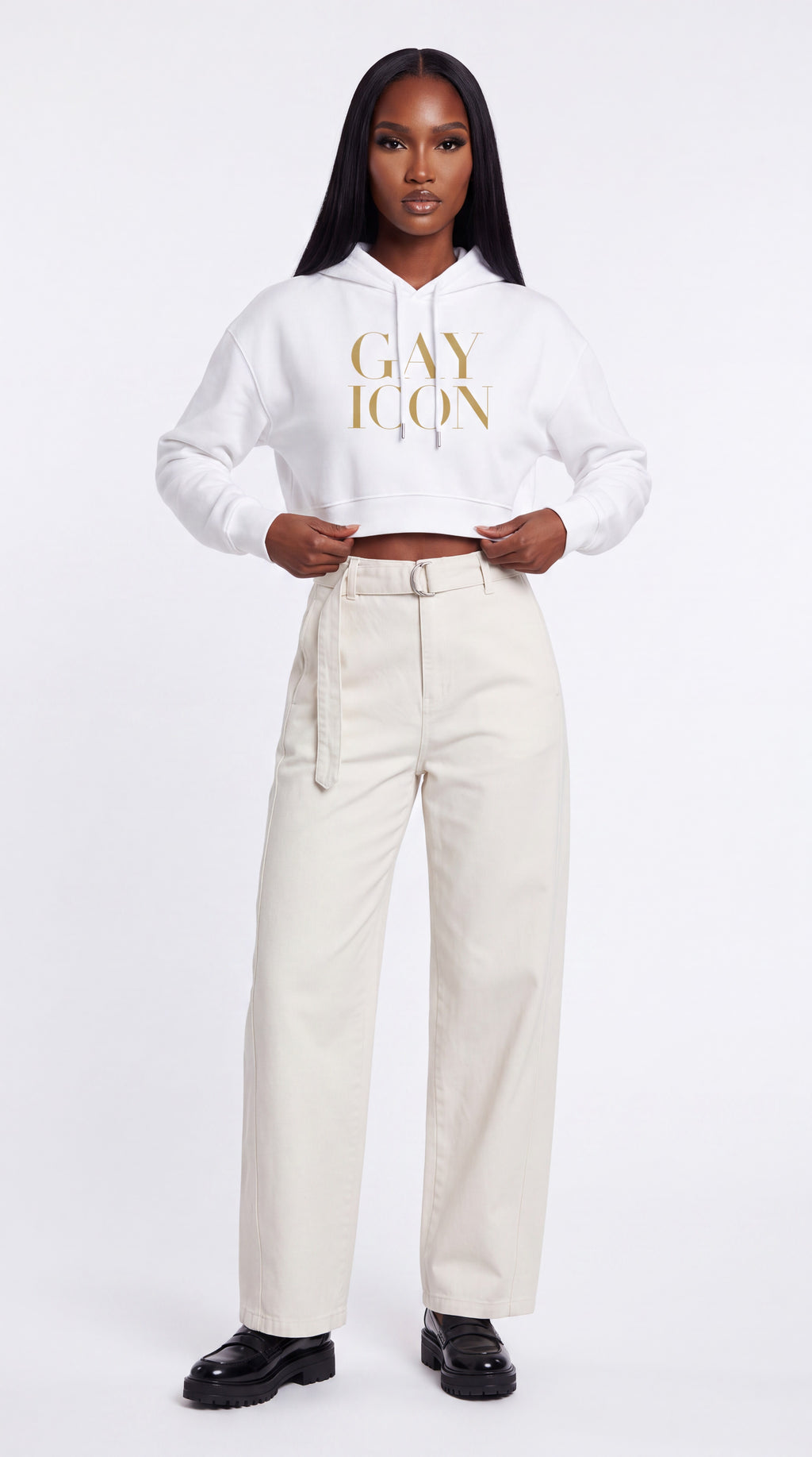 Women's Cropped Hoodie Gold Logo