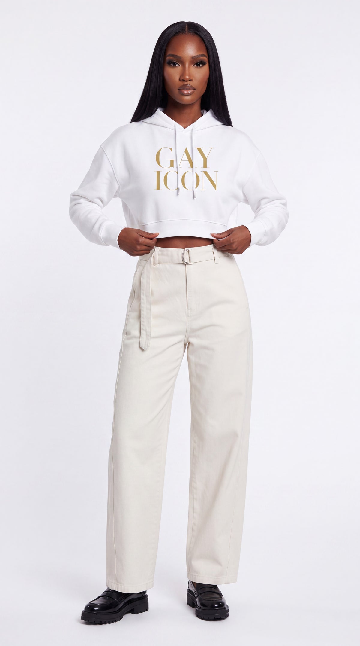 Women's Cropped Hoodie Gold Logo