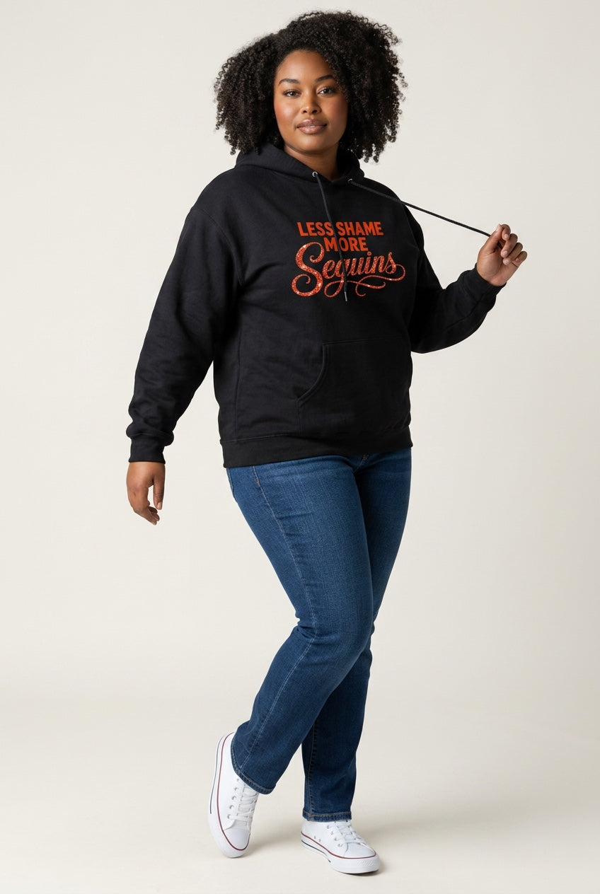 Heavyweight Fleece Hoodie | WENIGER SCHAM MEHR PAILLETTEN | CONVERSATION COLLECTION