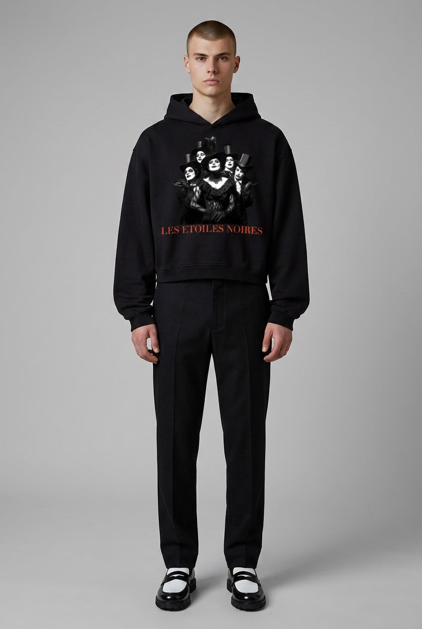 Cropped Unisex Hoodie — LES ÉTOILES NOIRES | Noir Aesthetic Streetwear