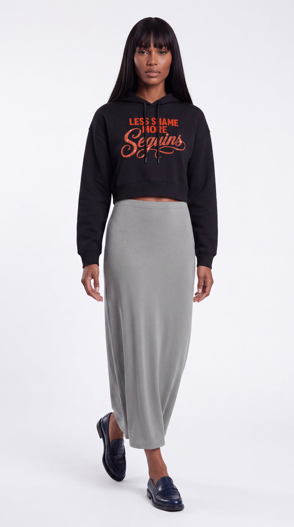 Women's Cropped Hoodie | LESS SHAME MORE SEQUINS