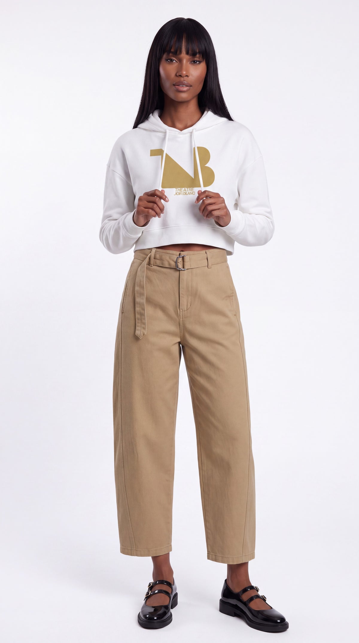 Women's Cropped Hoodie Gold Logo