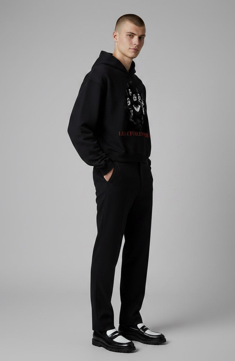 Cropped Unisex Hoodie — LES ÉTOILES NOIRES | Noir Aesthetic Streetwear