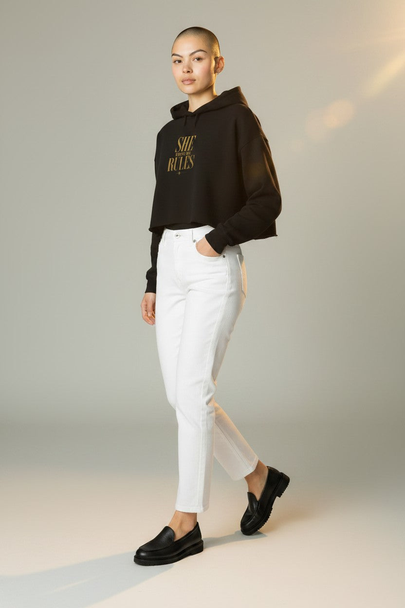 Women's Cropped Hoodie — SHE WRITES THE RULES | Conversation Collection