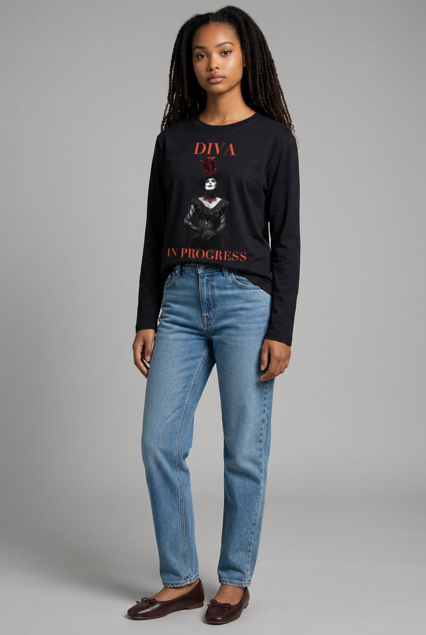 Heavyweight Long Sleeve Tee — DIVA IN PROGRESS | Noir Aesthetic