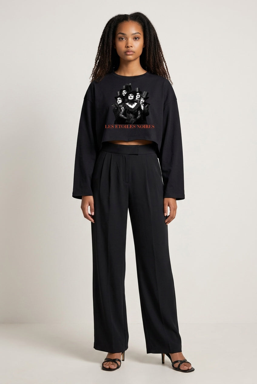 Batwing Sleeve Crop Tee — LES ÉTOILES NOIRES | Dark Feminine Fashion