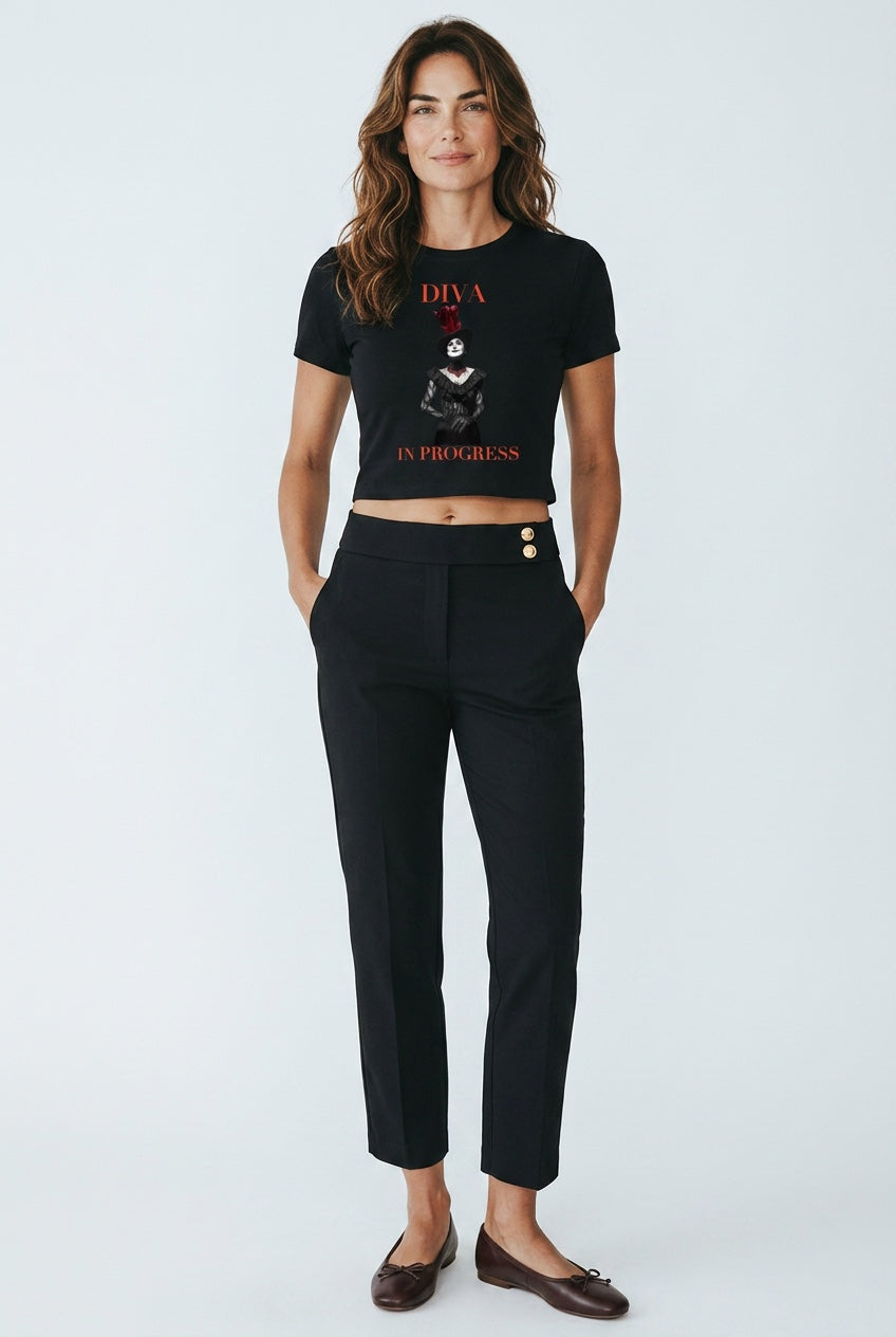 Fitted Crop Graphic Tee — DIVA IN PROGRESS | Noir Aesthetic