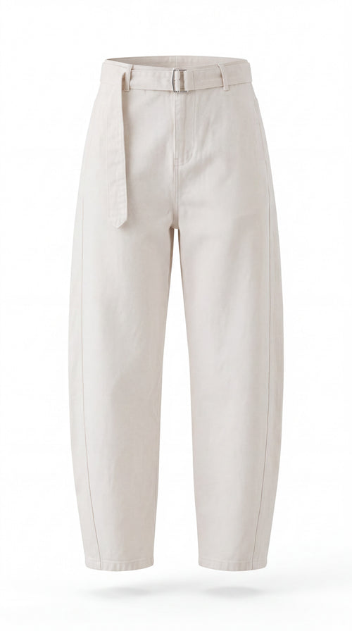 Belted Barrel-leg Chino Pants