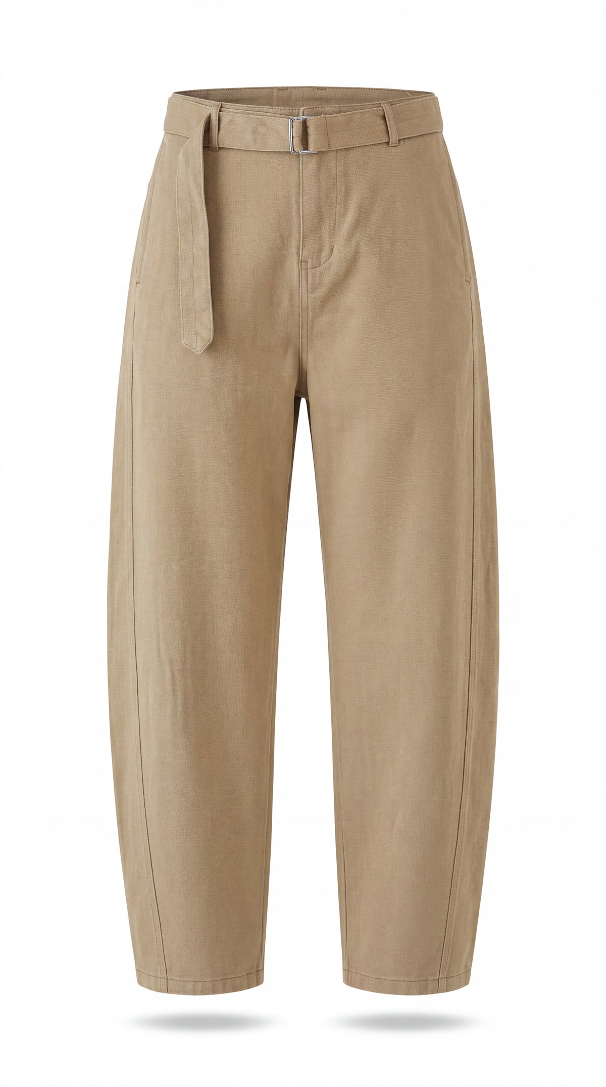 Belted Barrel-leg Chino Pants