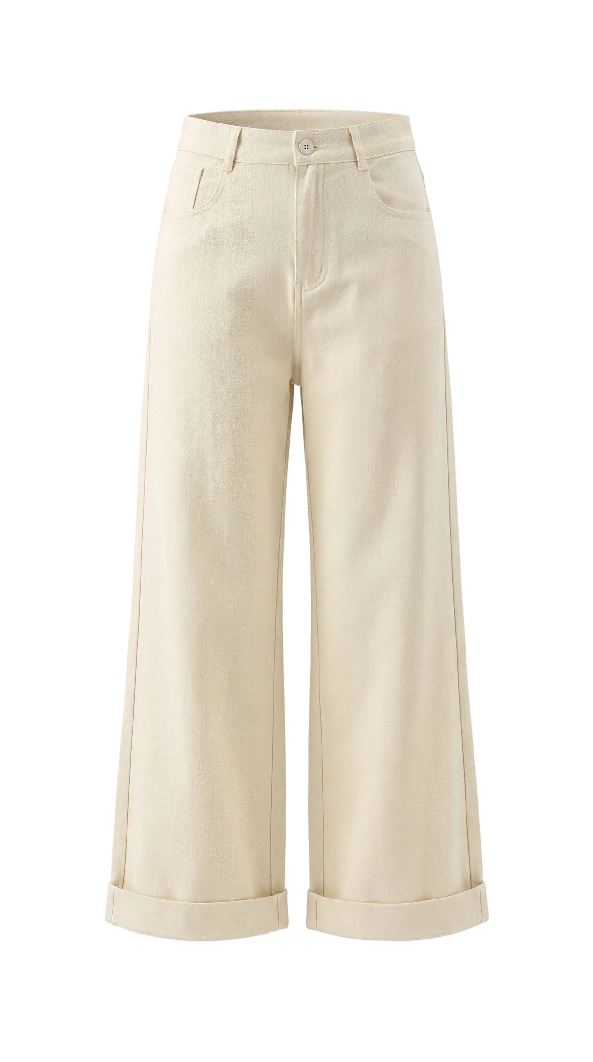 Tencel Wide-Leg Cuff Trousers Apricot