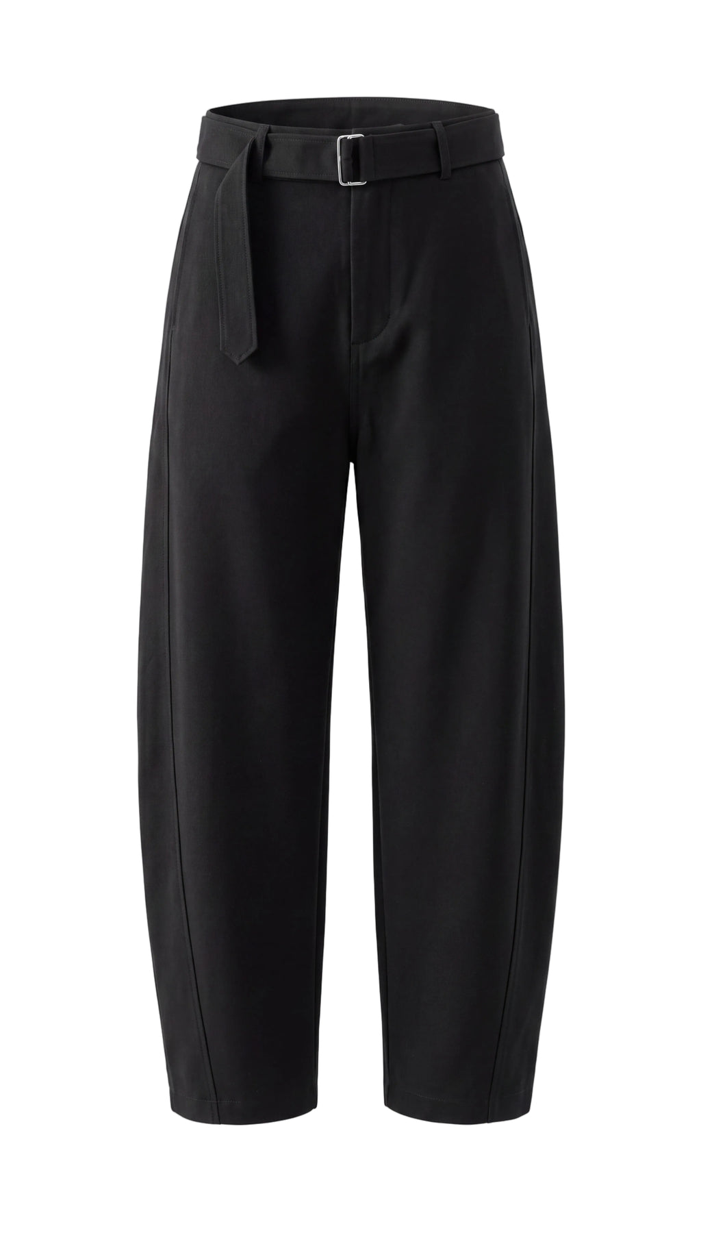 Belted Barrel-leg Chino Pants Black