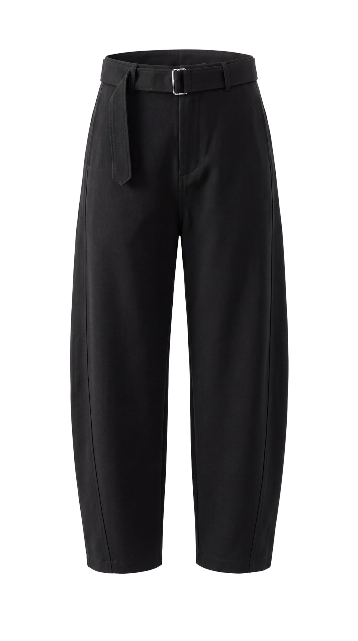 Belted Barrel-leg Chino Pants Black