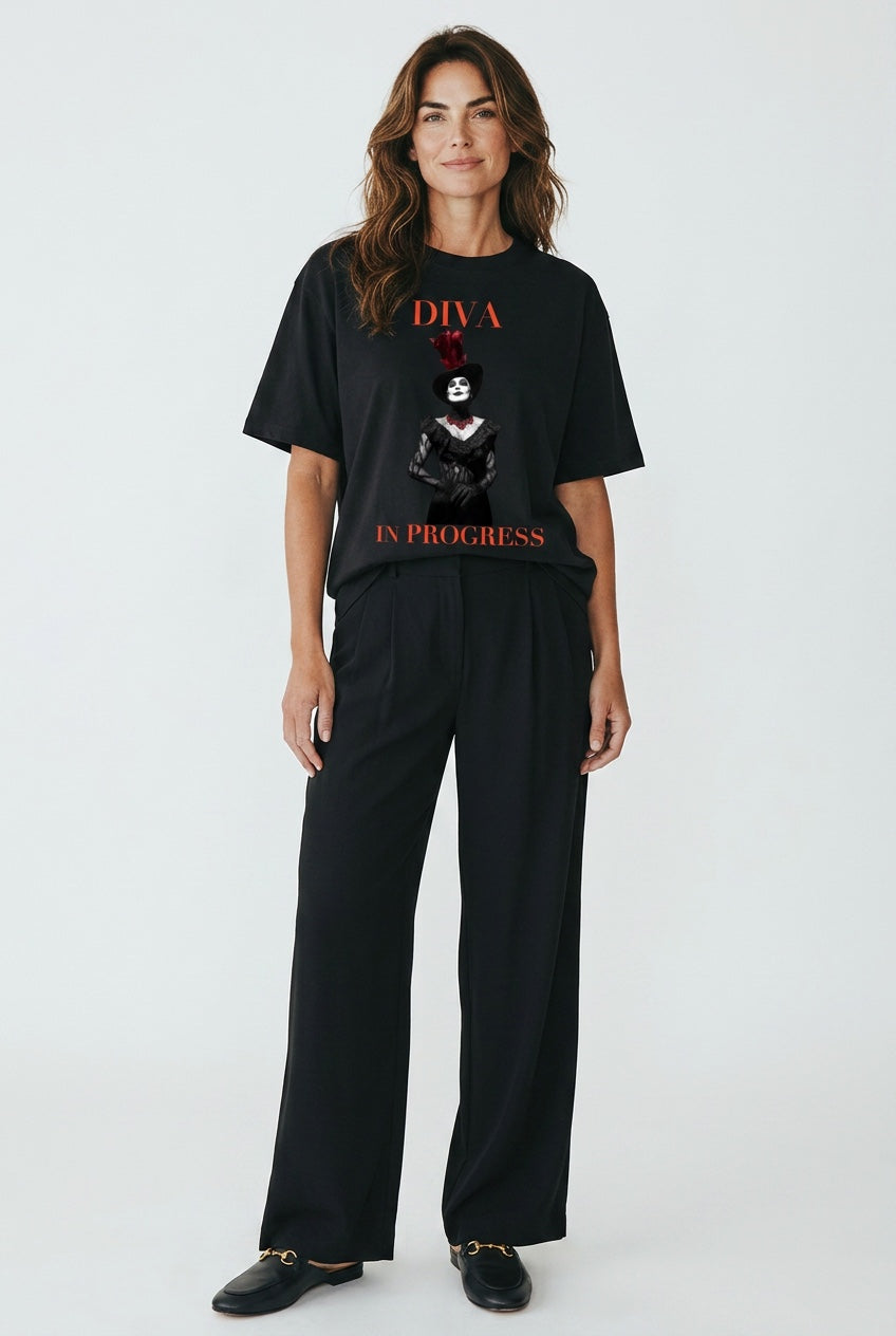 Oversized Graphic Tee — DIVA IN PROGRESS | Noir Aesthetic Streetwear