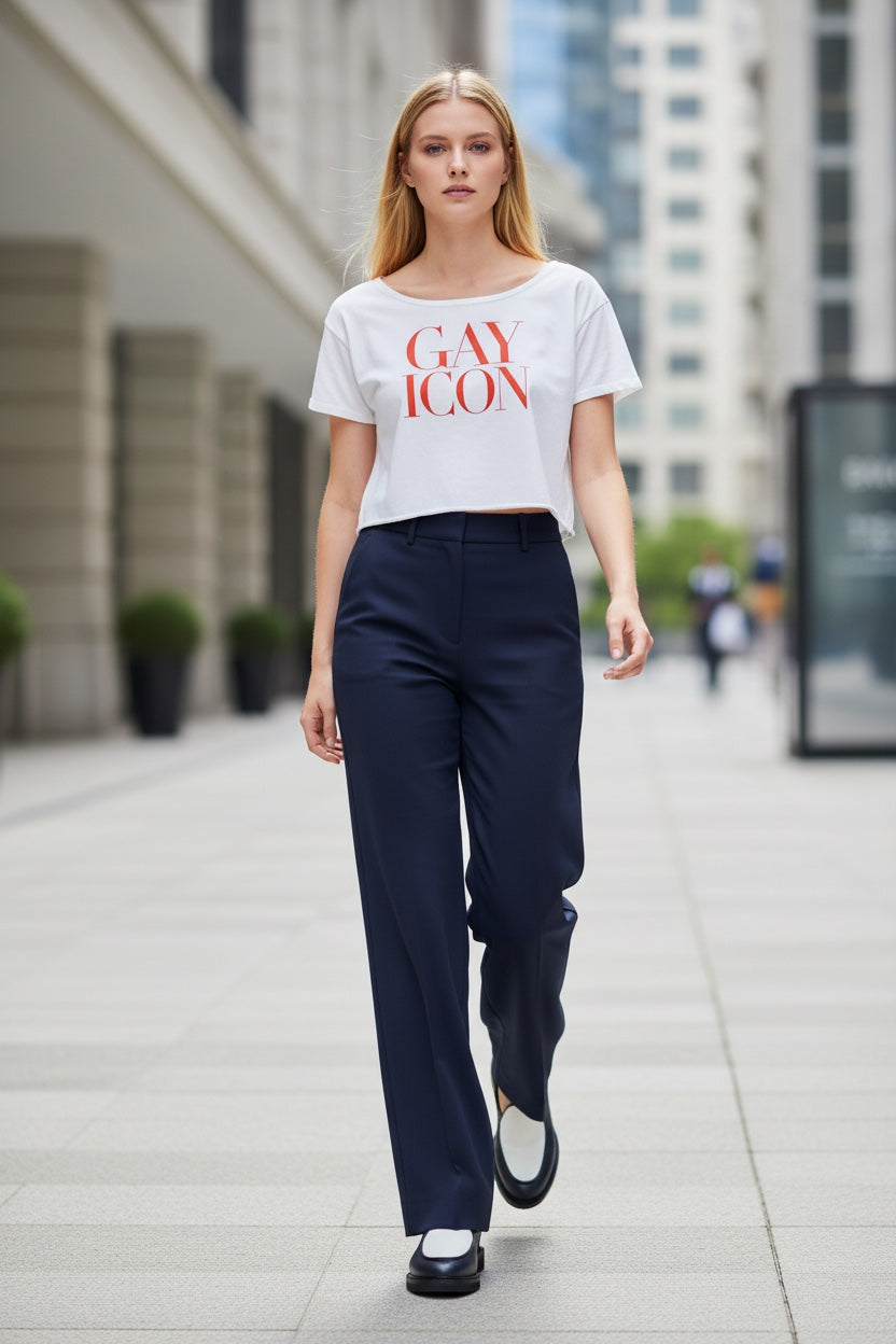 Off-Shoulder Rolled Hem Cotton T-Shirt |GAY ICON| GAY ICON COLLECTION