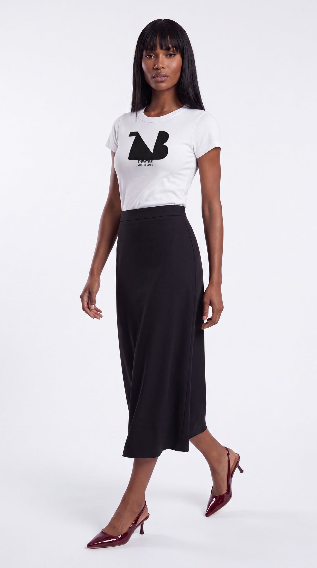 Women's Cropped Crewneck Tee Black Logo