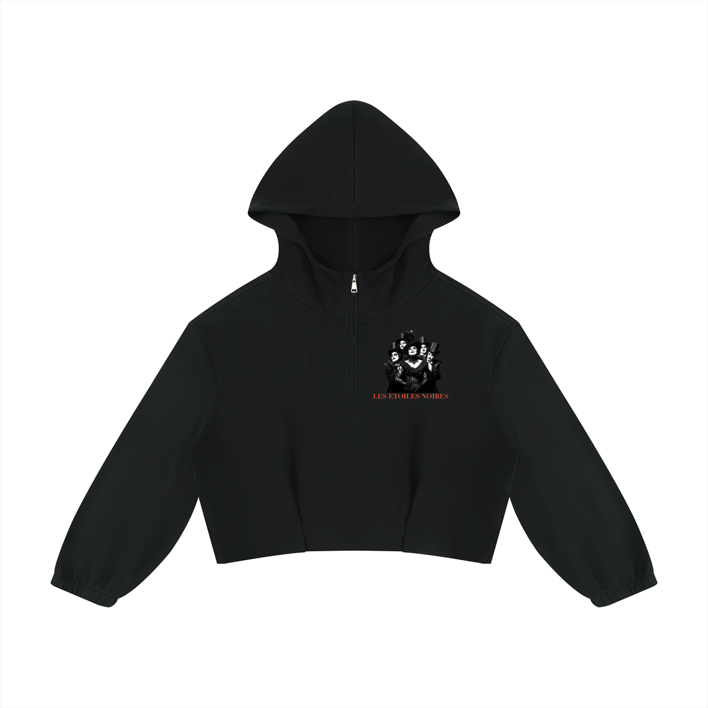 Quarter-Zip Boxy Hoodie — LES ÉTOILES NOIRES | Noir Aesthetic Streetwear